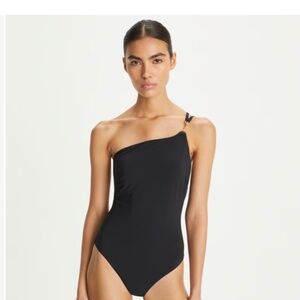 Tory Burch One-Shoulder Clip Swimsuit – Black – Size Small – NWOT